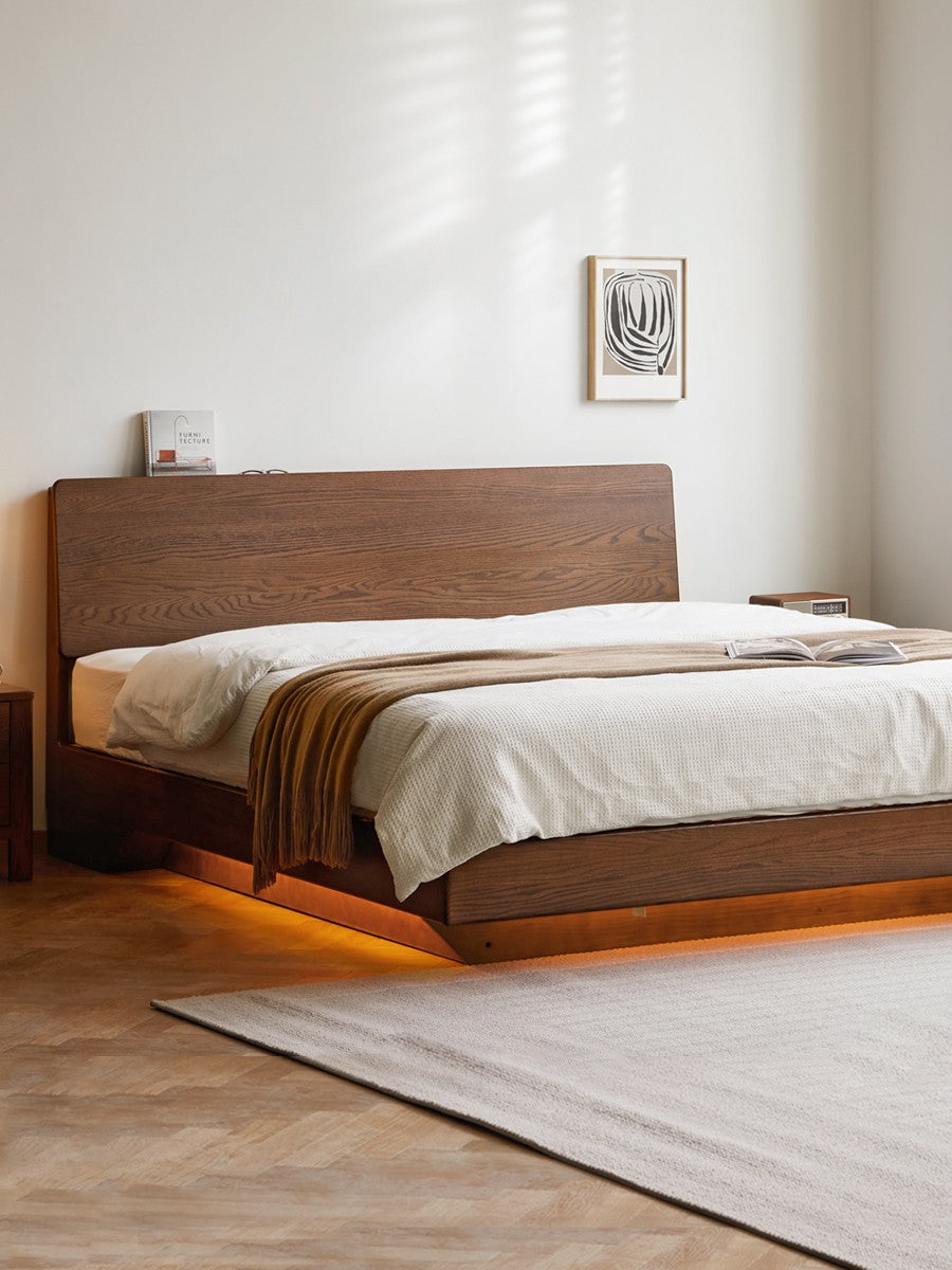 Black Walnut, Oak Suspended Luminous Box Bed