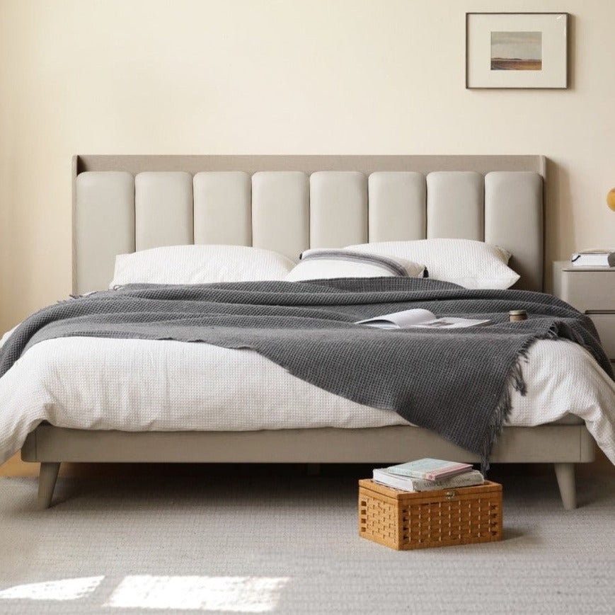 Oak, Poplar Solid Wood Piano Key Bed, Technology Cloth