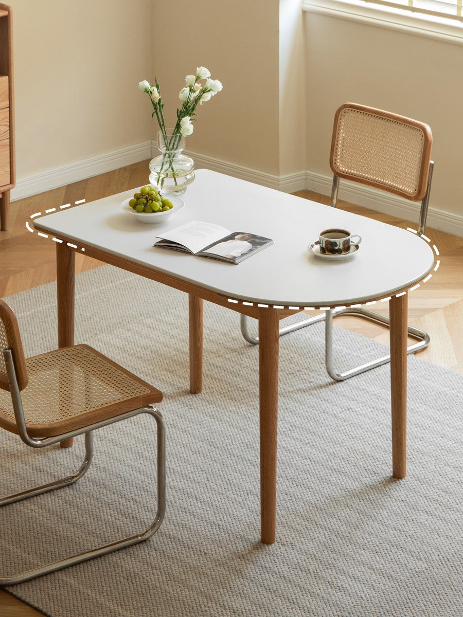 Oak, Beech Solid Wood Rock Slab Semi-Circular Dining Table