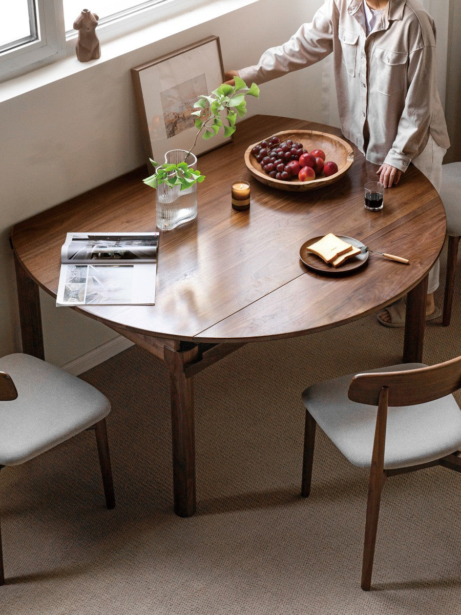 Ash, Oak, Black Walnut Solid Wood Folding Dining Table