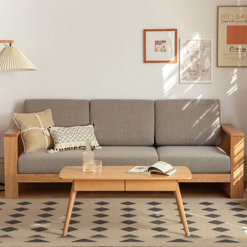 Oak, Poplar, Rubberwood, Beech Solid Wood Modern Fabric Sofa.