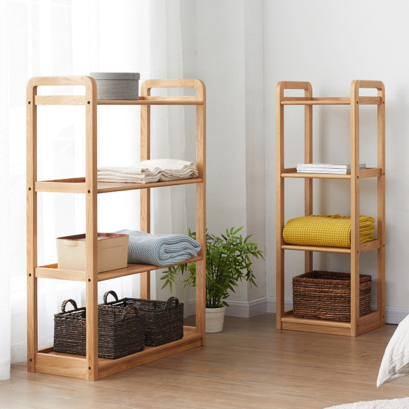 Oak Solid Wood Floor-Standing Bookshelf, Flower Rack
