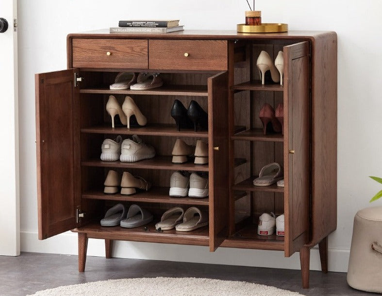 Oak Solid Wood Shoe Cabinet, Entrance Cabinet