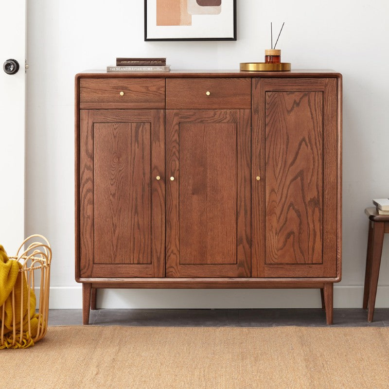 Oak Solid Wood Shoe Cabinet, Entrance Cabinet