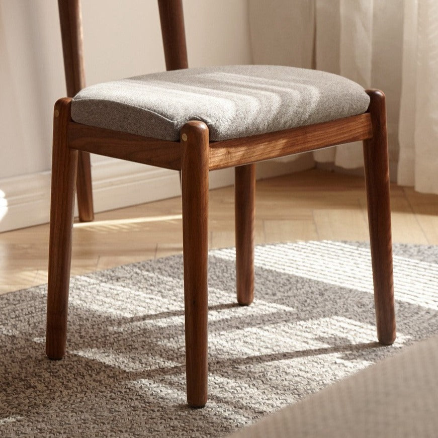 Black Walnut Solid Wood Square Makeup Stool