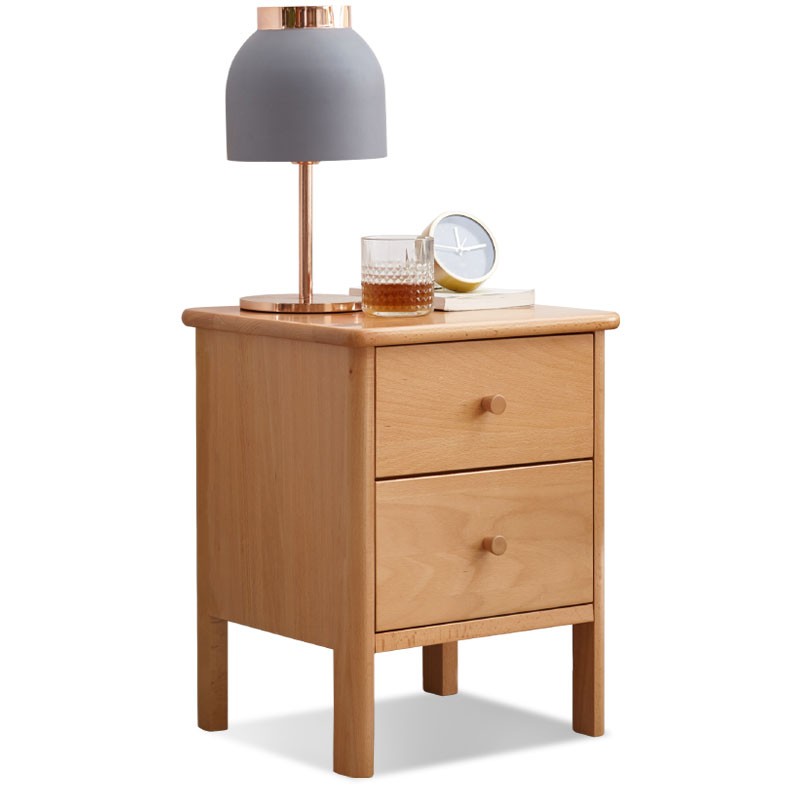 Beech Solid Wood Drawer Nightstand.