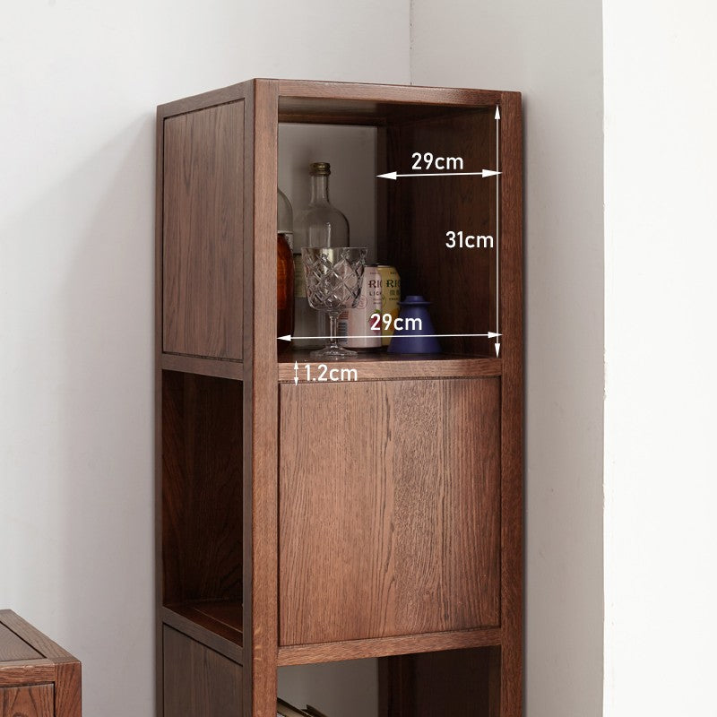 Oak, Ash Solid Wood Bookshelf Narrow Cabinet