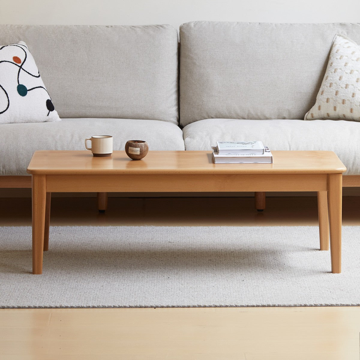 Beech Solid Wood Coffee Table Modern