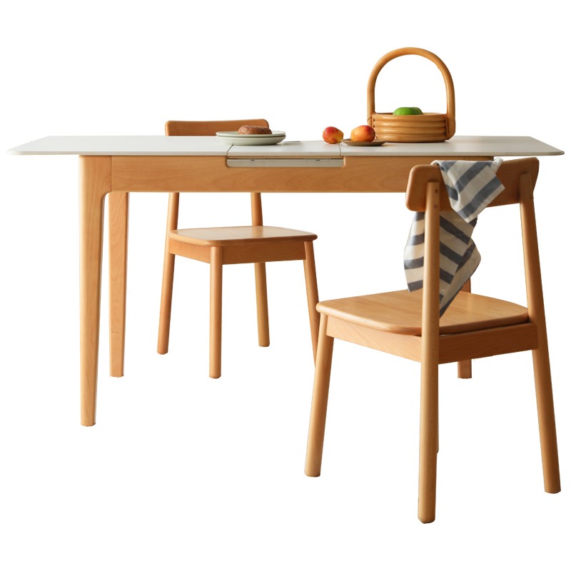 Beech Solid Wood Rock Plate Folding Dining Table