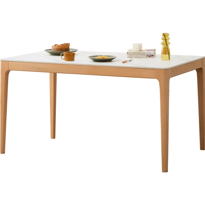 Beech Solid Wood Rectangular Slate Dining Table