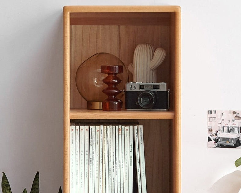 Beech Solid Wood Small Bookshelf Side Cabinet.