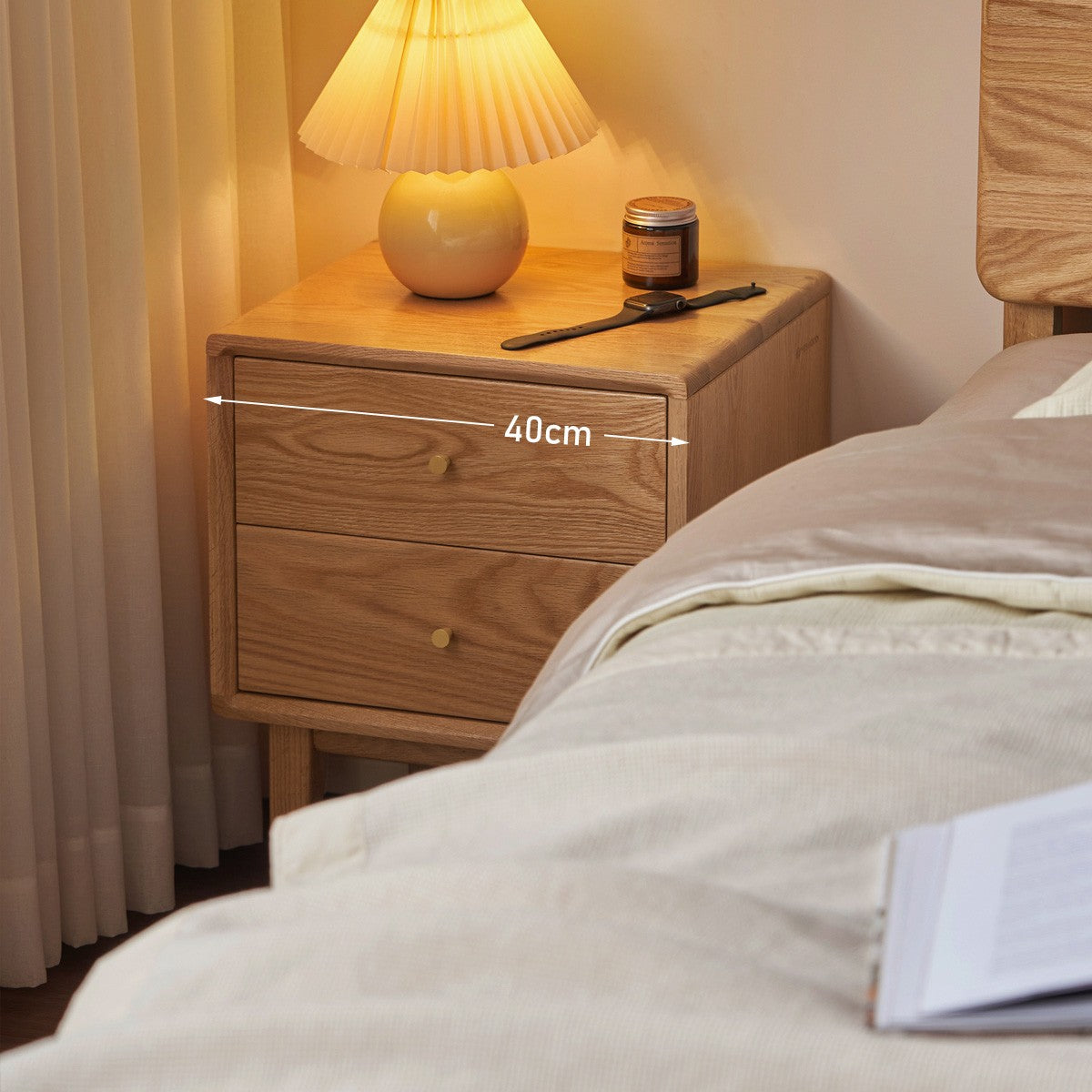 Ash, Oak Solid Wood, Solid RubberWood Nightstand)
