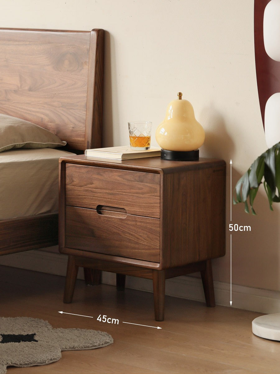 Black Walnut, Sandalwood Solid Wood Nightstand Storage)
