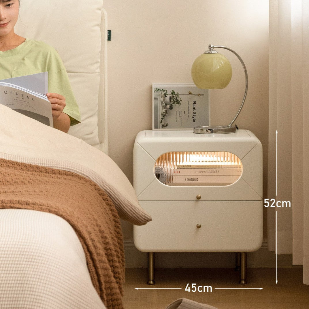 Poplar Solid Wood Nightstand Touch Light
