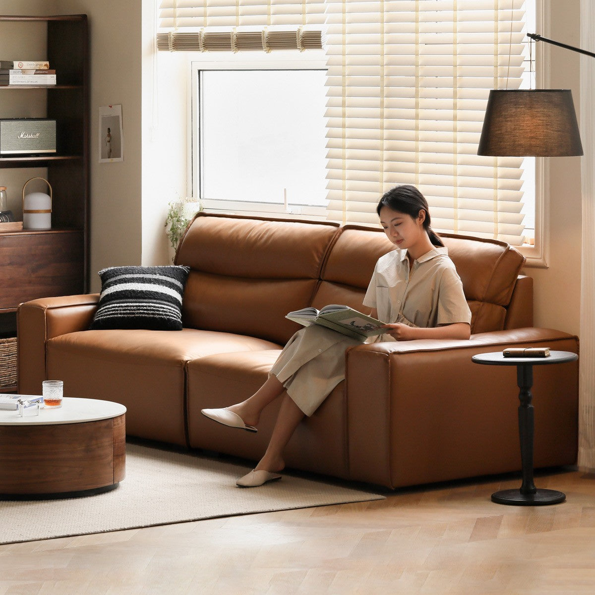 Genuine Leather Art Down Sofa.