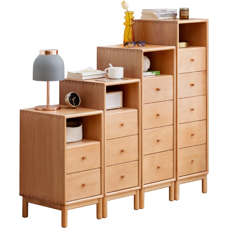European Beech Solid Wood Storage Side Cabinet Combination