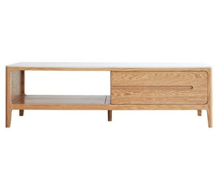 Oak, Solid Rubberwood Coffee Table Three Drawers
