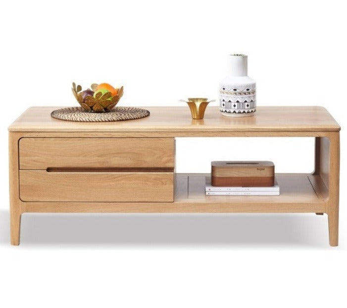 Coffee table three drawers Oak solid wood"
