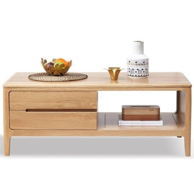 Coffee table three drawers Oak solid wood"