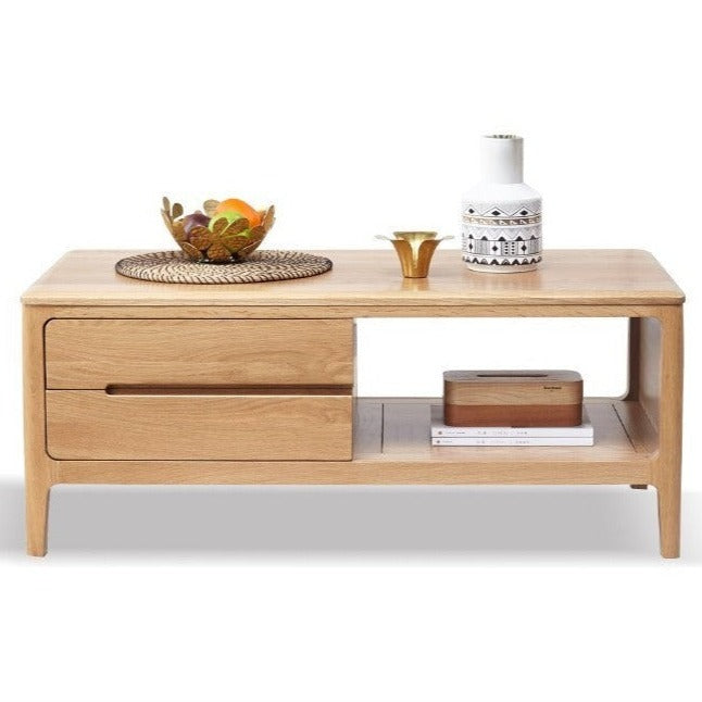 Coffee table three drawers Oak solid wood"