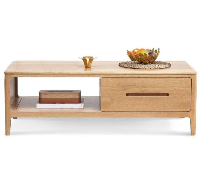 Coffee table three drawers Oak solid wood"