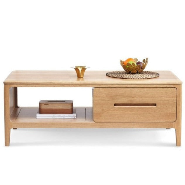 Coffee table three drawers Oak solid wood"