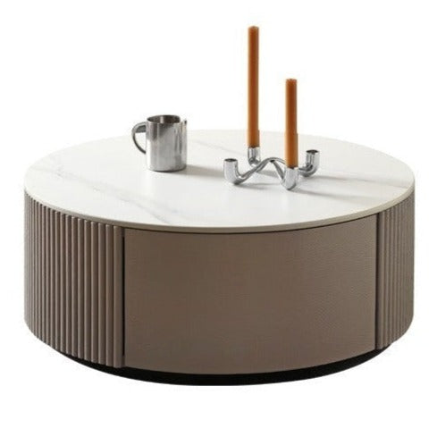 Oak Solid Wood French Light Luxury Rock Plate Coffee Table