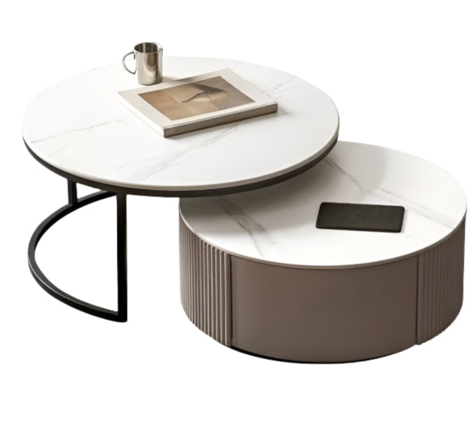 Oak Solid Wood French Light Luxury Rock Plate Coffee Table