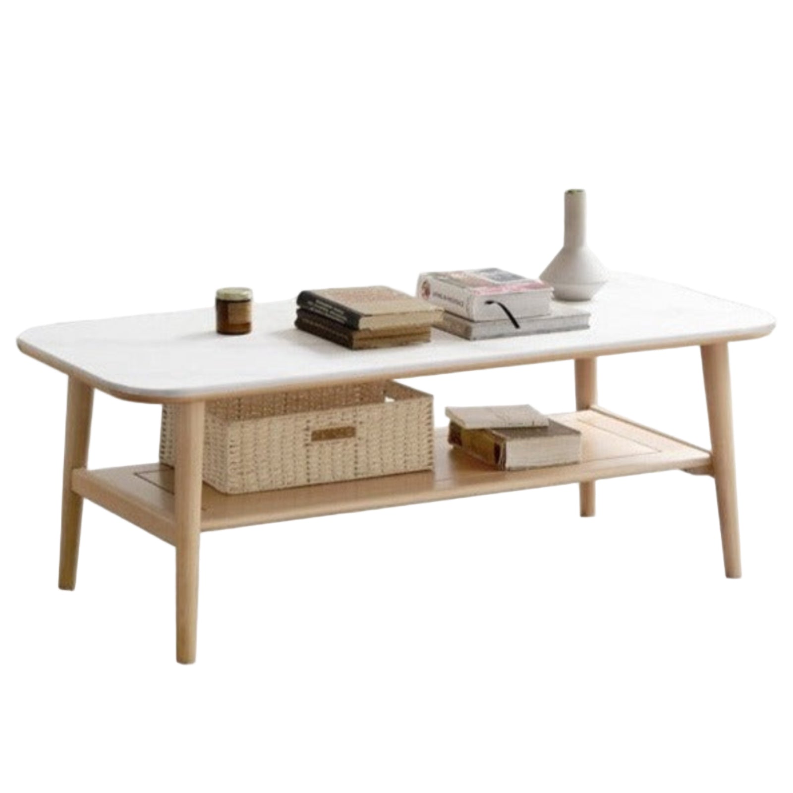 Oak, Beech Solid Wood Slate Coffee Table