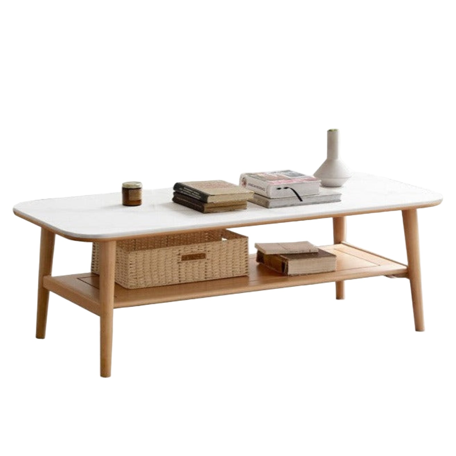 Oak, Beech Solid Wood Slate Coffee Table