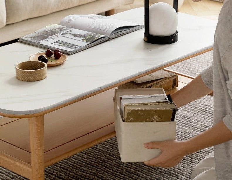 Oak, Beech Solid Wood Slate Coffee Table