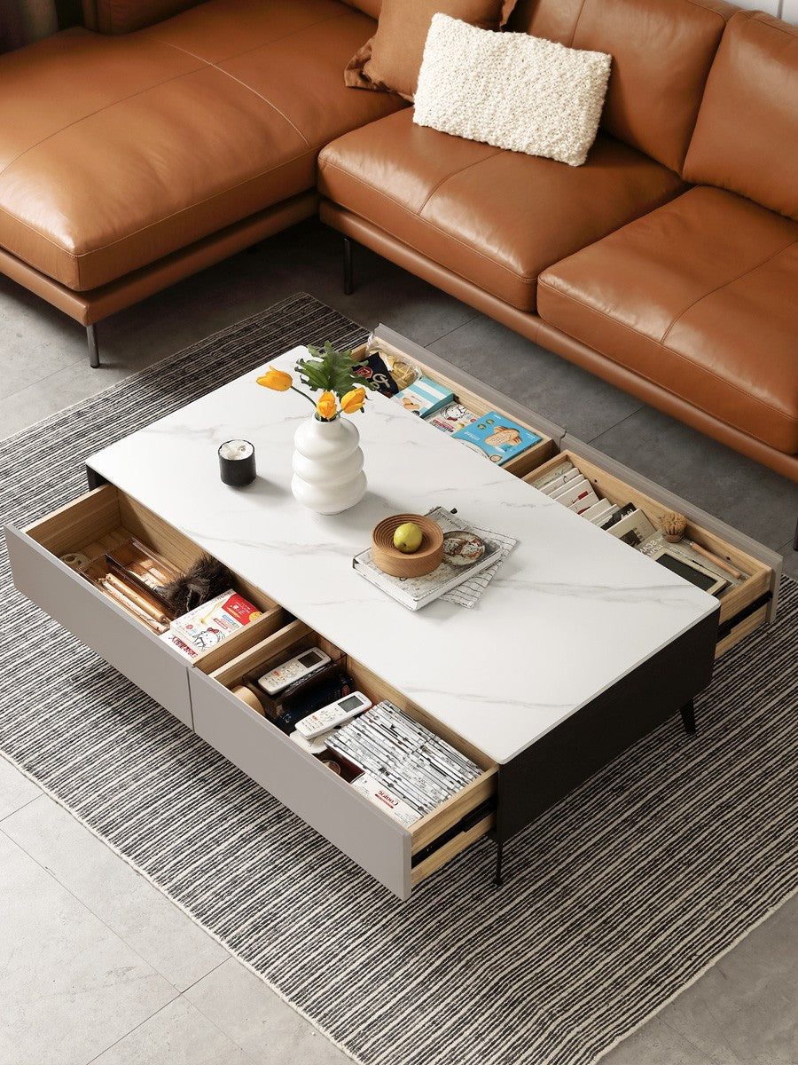 Oak Solid Wood Coffee Table Rock Slab