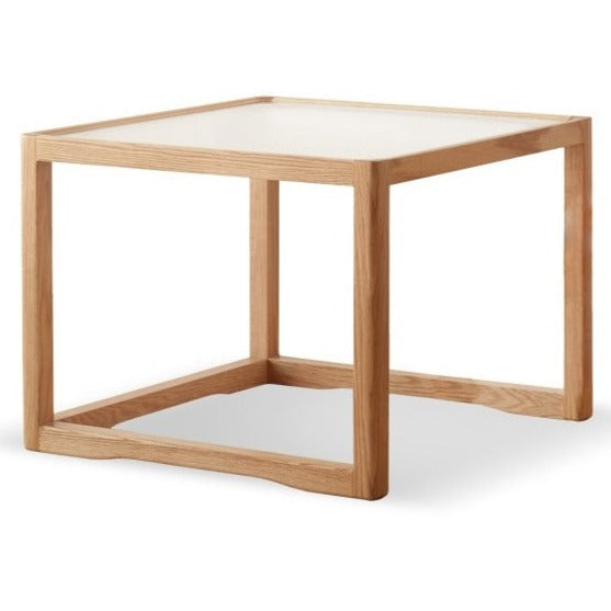 Oak, Beech Solid Wood, Glass Rattan Coffee Table