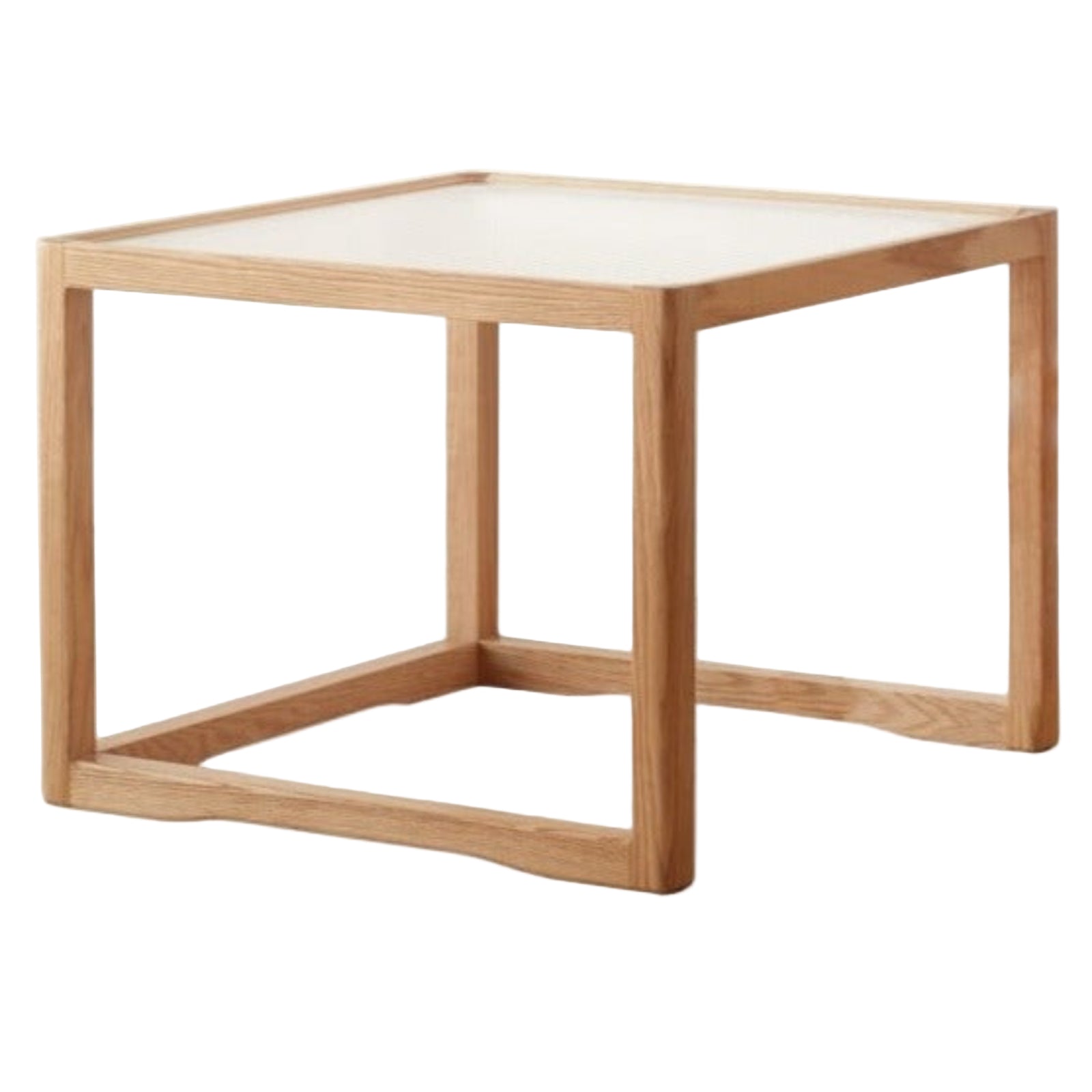 Oak, Beech Solid Wood, Glass Rattan Coffee Table