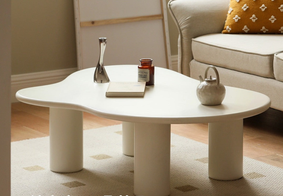 Rubber Solid Wood Creamy Cloud Coffee Table