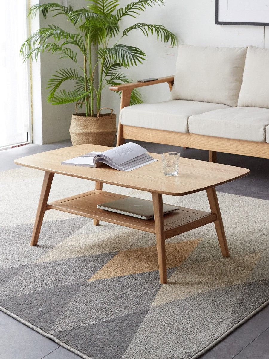 Rubberwood, Oak, Beech Solid Wood Modern Coffee Table