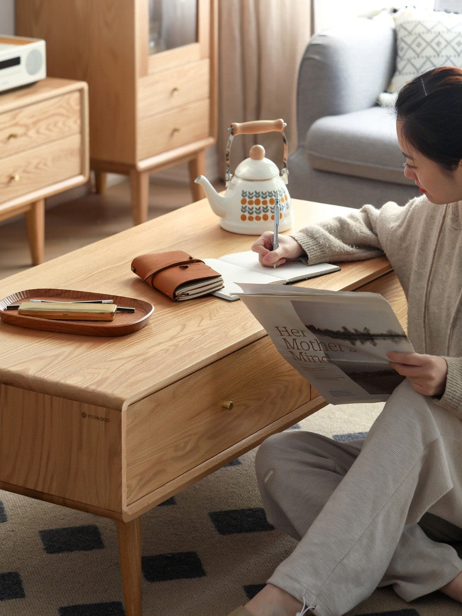 Oak, Ash Solid Wood Nordic Modern Coffee Table