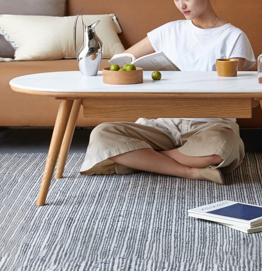 Coffee table slate Oak solid wood"
