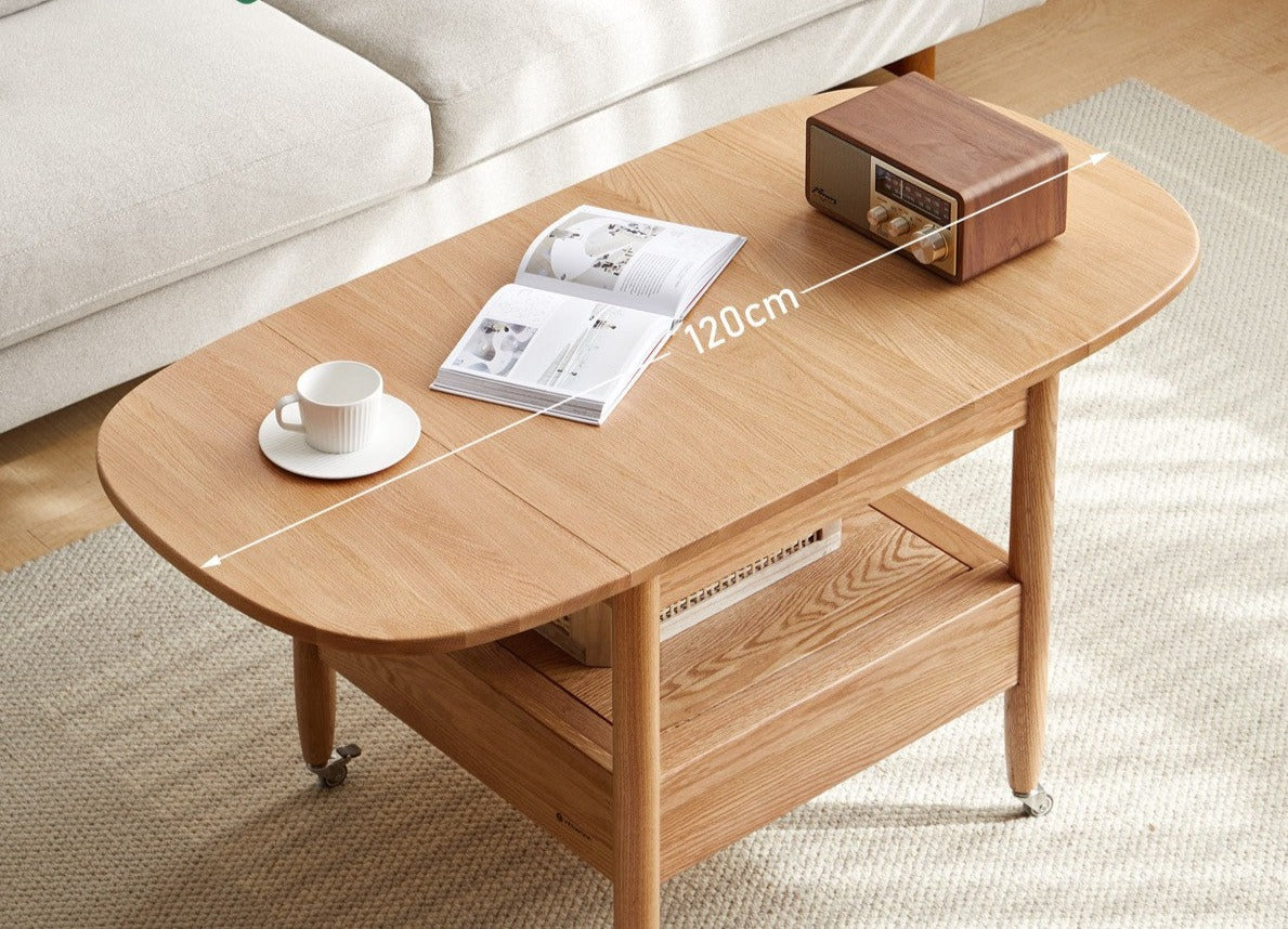 Oak, Beech Solid Wood Folding Mobile Coffee Table