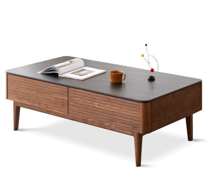 Coffee table Black Walnut with slate top"