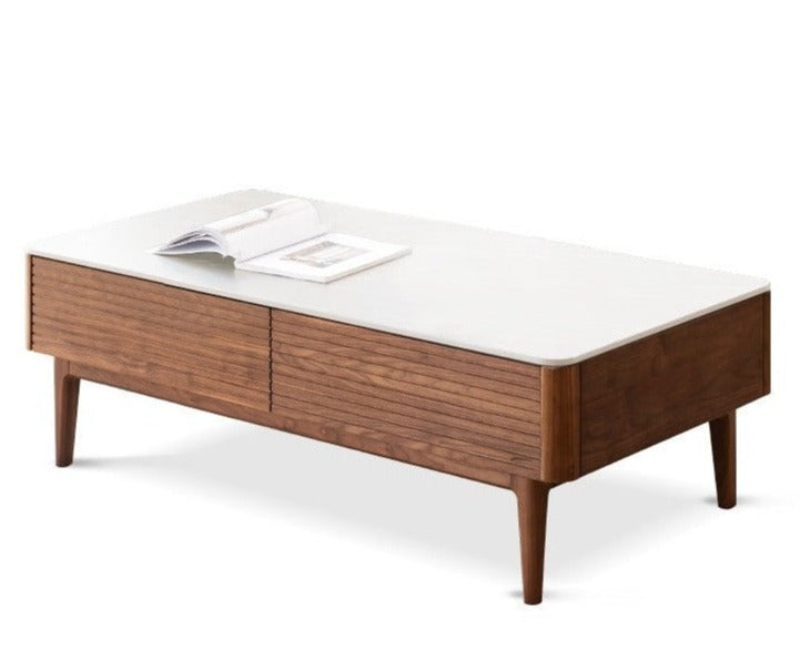 Coffee table Black Walnut with slate top"