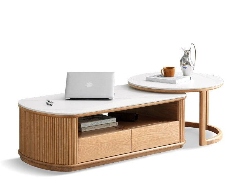 Oak, Ash Solid Wood Rock Plate Coffee Table
