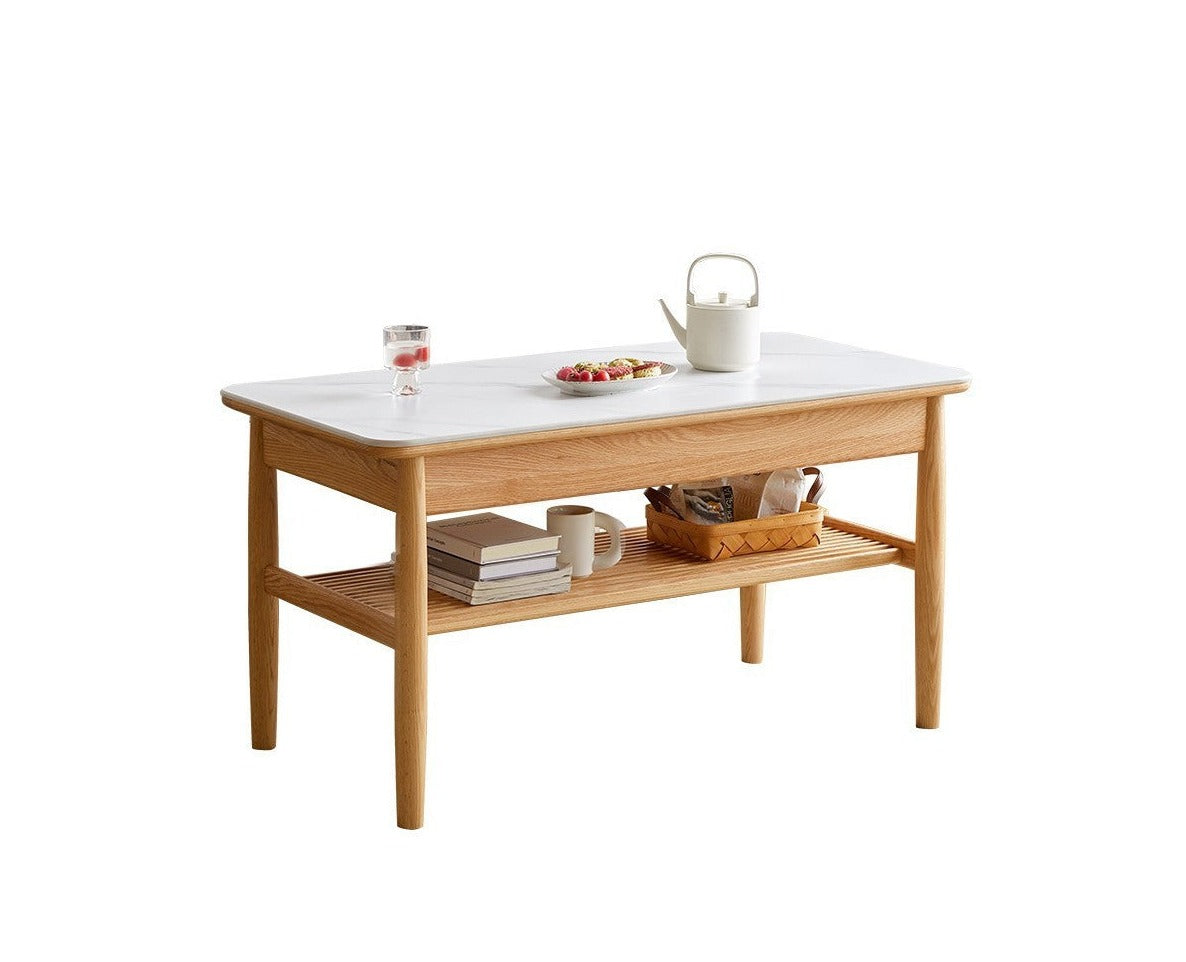 Rock plates Coffee table Oak solid wood"