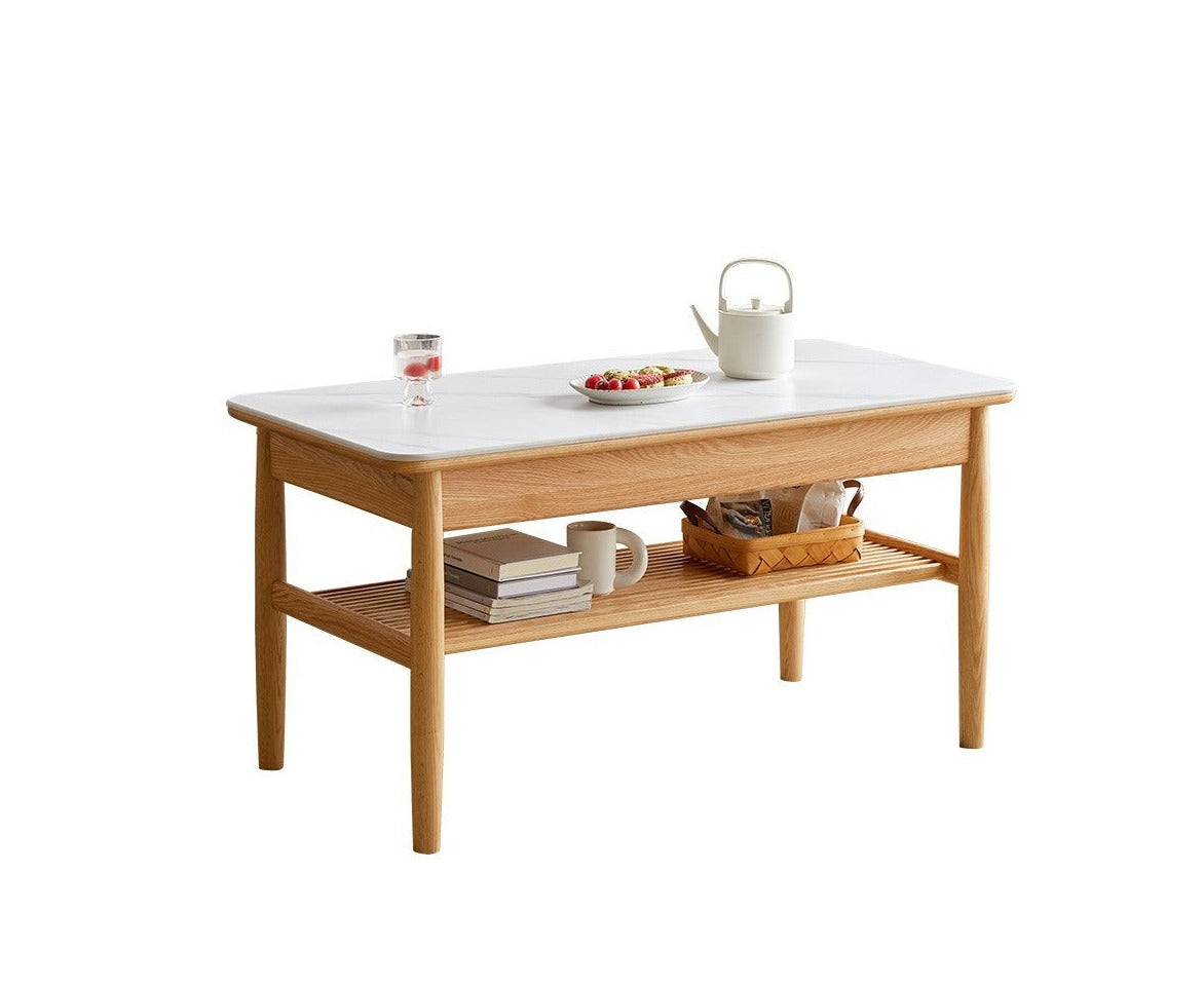 Rock plates Coffee table Oak solid wood"