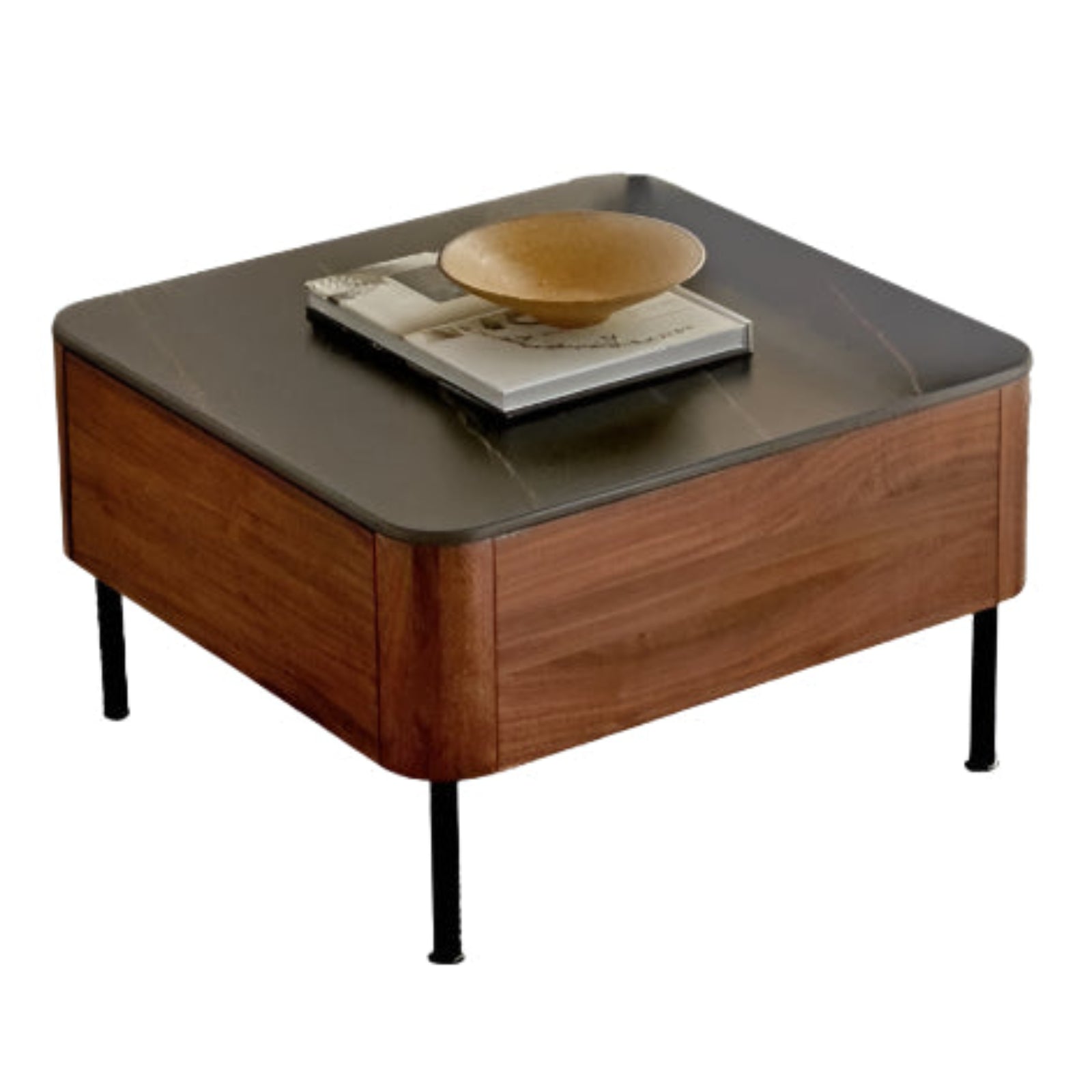 Sandalwood, Oak, Black Walnut Solid Wood Slate Top Coffee Table