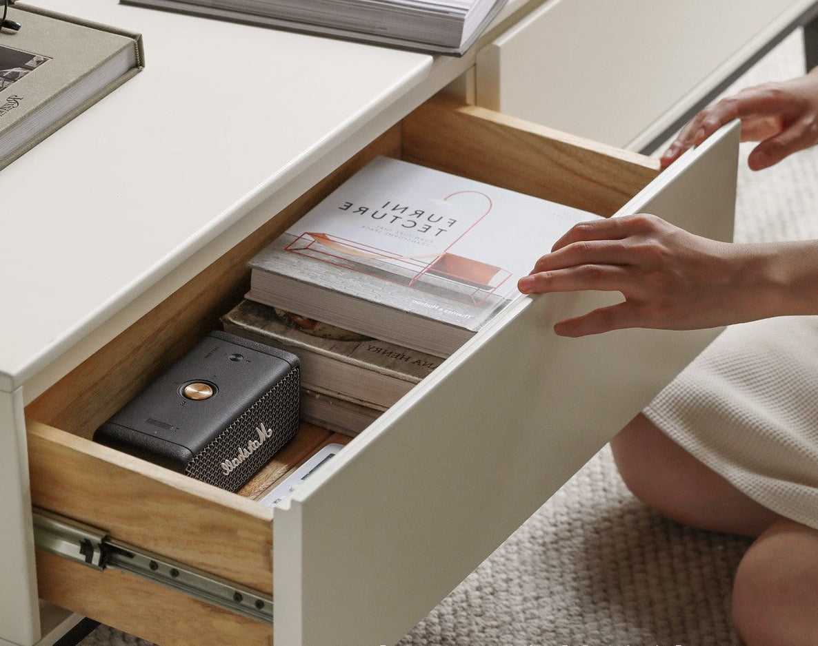 Elegant creamy white сoffee table Ash solid wood