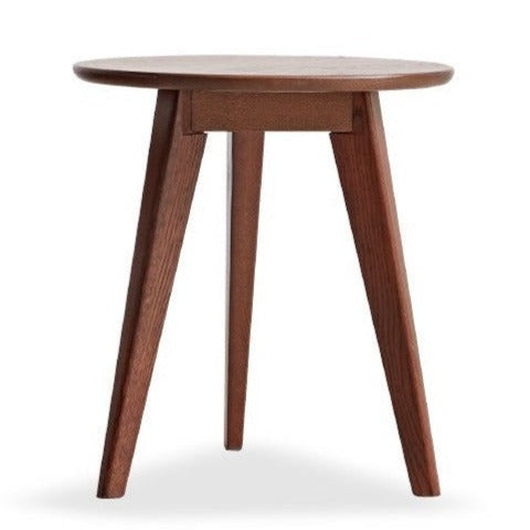 Oak, Solid Rubberwood Round Coffee Table, Walnut color