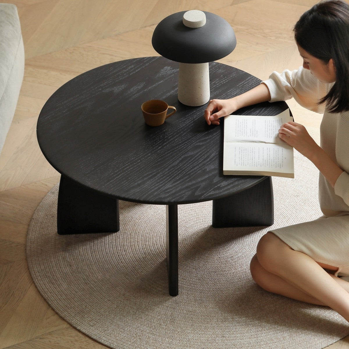 Oak Solid Wood Coffee Table Smoky