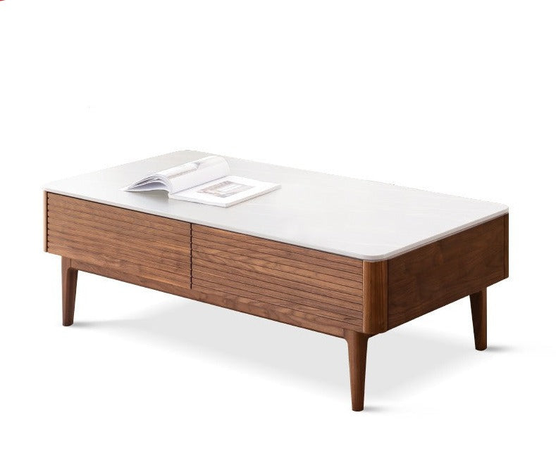 Coffee table Black walnut with slate top"