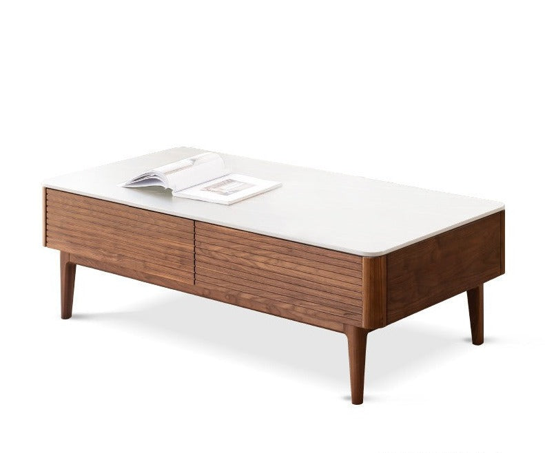 Coffee table Black walnut with slate top"